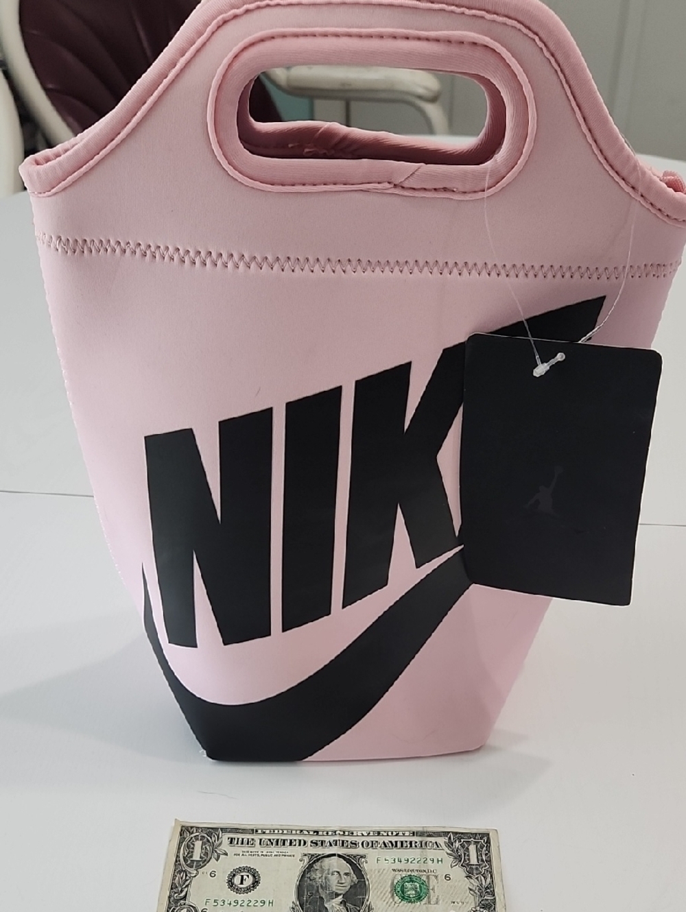 Nike Jordan Pink Neoprene Tote with Black Logo